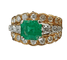 46.5 Bague en or jaune et blanc, émeraude et diamants 58 Facettes Bague 01