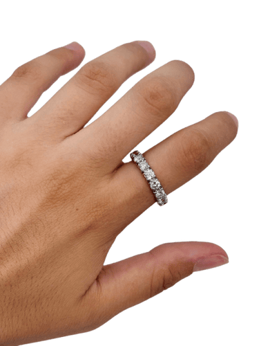 57 Alliance tour complet en or blanc 18K et diamants 3 ct 58 Facettes 2154