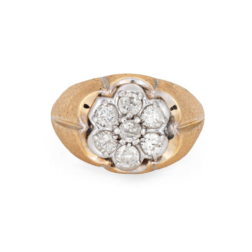 Bague 62 Bague vintage années 1970 - Cluster diamants 1 ct en or jaune 14k 58 Facettes G13623