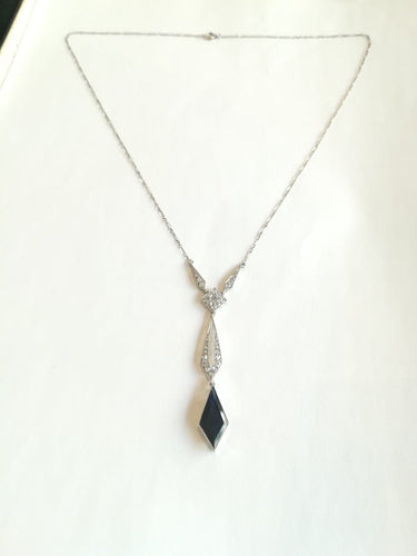 Collier Art déco - Collier négligé en platine, saphir et diamants 58 Facettes 01378