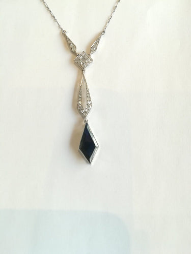 Collier Art déco - Collier négligé en platine, saphir et diamants 58 Facettes 01378