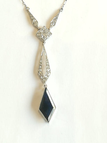 Collier Art déco - Collier négligé en platine, saphir et diamants 58 Facettes 01378