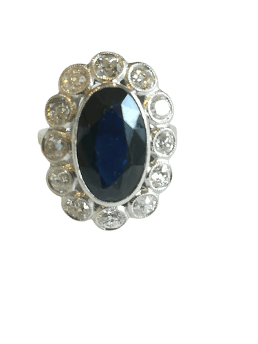 Bague 52 Art déco Pompadour - Bague en platine, saphir et diamants 58 Facettes 01376