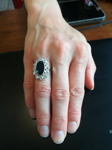 Bague 52 Art déco Pompadour - Bague en platine, saphir et diamants 58 Facettes 01376