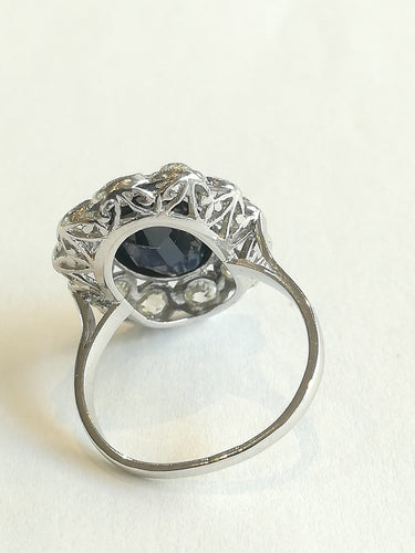 Bague 52 Art déco Pompadour - Bague en platine, saphir et diamants 58 Facettes 01376