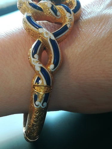 Bracelet Bracelet ancien en or jaune, émail, perles et diamants 58 Facettes 01380