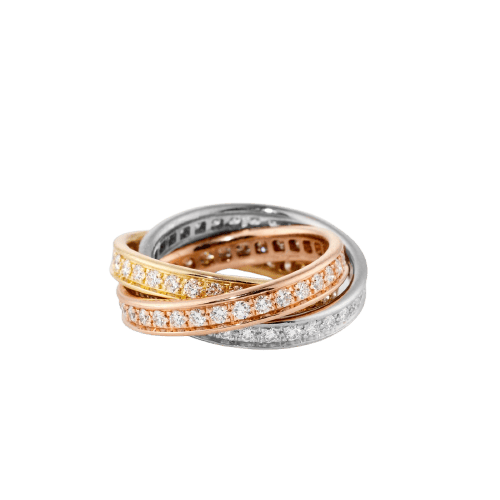 Bague 52 Cartier Trinity - Bague en trois ors et diamants 58 Facettes 327