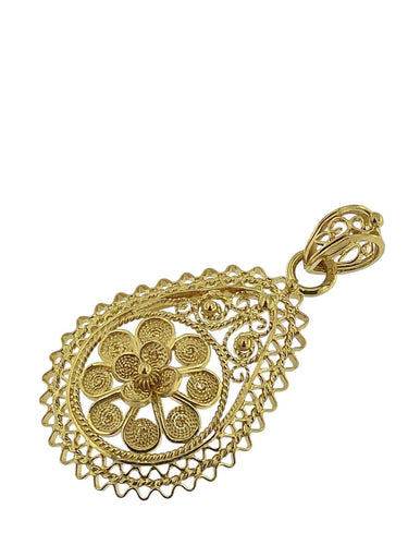 Pendentif traditionnel portugais en or jaune 19 carats 58 Facettes P1830D