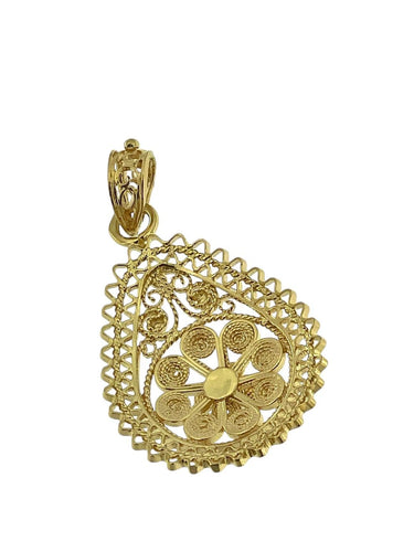 Pendentif traditionnel portugais en or jaune 19 carats 58 Facettes P1830D