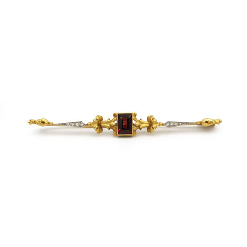 Broche Broche barrette en or jaune, diamants et grenat 58 Facettes 260186R