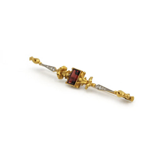 Broche Broche barrette en or jaune, diamants et grenat 58 Facettes 260186R