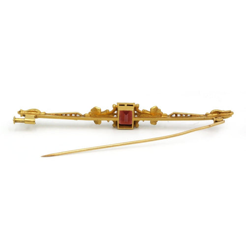 Broche Broche barrette en or jaune, diamants et grenat 58 Facettes 260186R