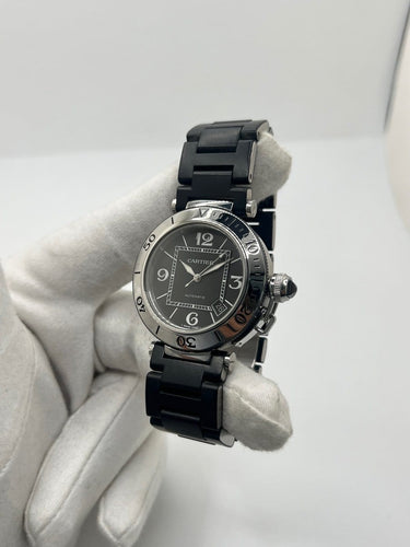 Montre Cartier Pasha Seatimer - Montre en acier cadran noir 58 Facettes 2141