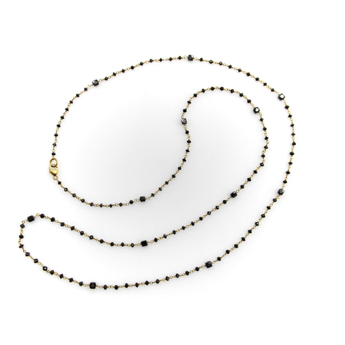 Necklace 14K gold chain necklace and black diamonds 58 Facettes 11167
