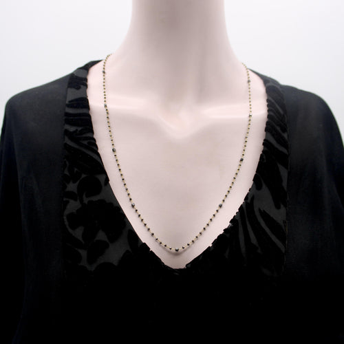 Necklace 14K gold chain necklace and black diamonds 58 Facettes 11167
