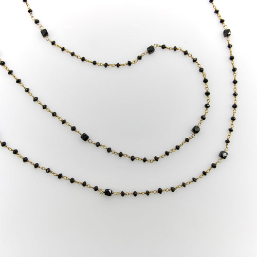 Necklace 14K gold chain necklace and black diamonds 58 Facettes 11167