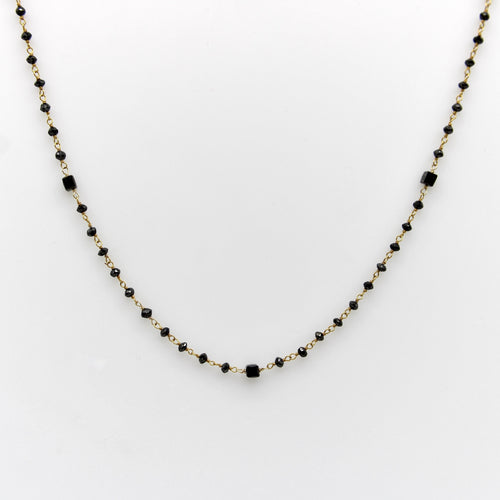 Necklace 14K gold chain necklace and black diamonds 58 Facettes 11167