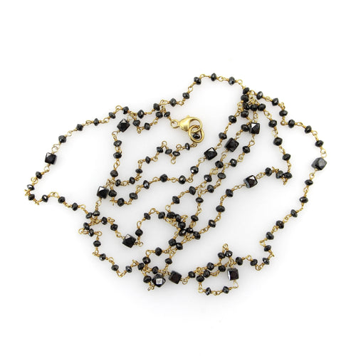 Necklace 14K gold chain necklace and black diamonds 58 Facettes 11167