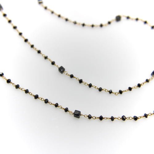 Necklace 14K gold chain necklace and black diamonds 58 Facettes 11167