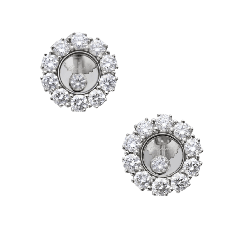 Boucles d'oreilles Chopard Happy Diamonds - Boucles d'oreilles en or blanc et diamants 58 Facettes 283