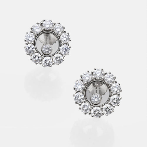 Boucles d'oreilles Chopard Happy Diamonds - Boucles d'oreilles en or blanc et diamants 58 Facettes 283