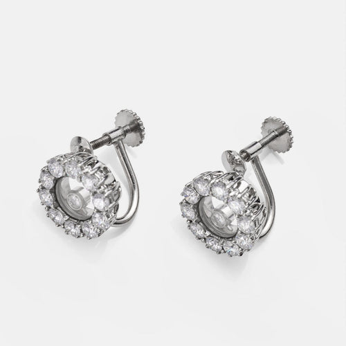 Boucles d'oreilles Chopard Happy Diamonds - Boucles d'oreilles en or blanc et diamants 58 Facettes 283