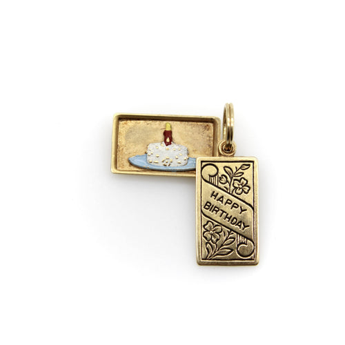 Mechanical birthday pendant in 14K gold and enamel 58 Facettes 11173