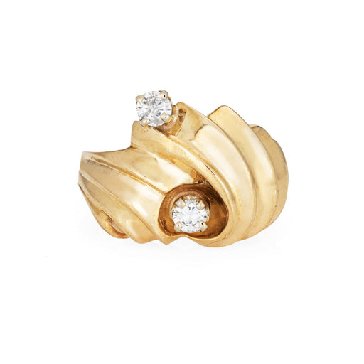 Bague 52 Bague cocktail vintage - dôme ajouré en or jaune 14 carats et diamants 58 Facettes G13622