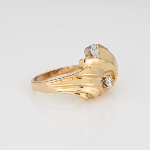 Bague 52 Bague cocktail vintage - dôme ajouré en or jaune 14 carats et diamants 58 Facettes G13622