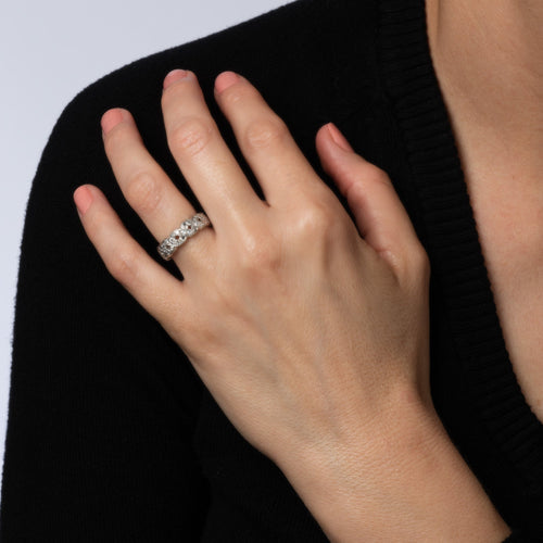 Bague 51 Art déco - Bague bandeau tressée en platine 900 et diamants 58 Facettes G13716