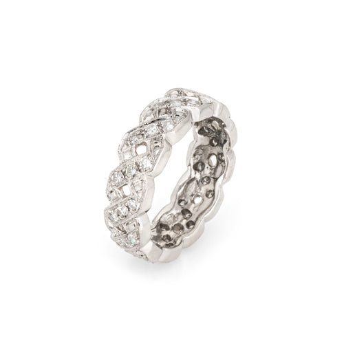 Bague 51 Art déco - Bague bandeau tressée en platine 900 et diamants 58 Facettes G13716