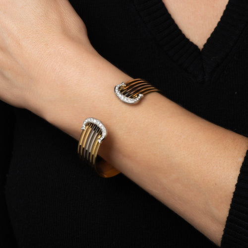 Bracelet Cartier C de Cartier - Bracelet manchette Double C en or tricolore 18k et diamants 58 Facettes G13728