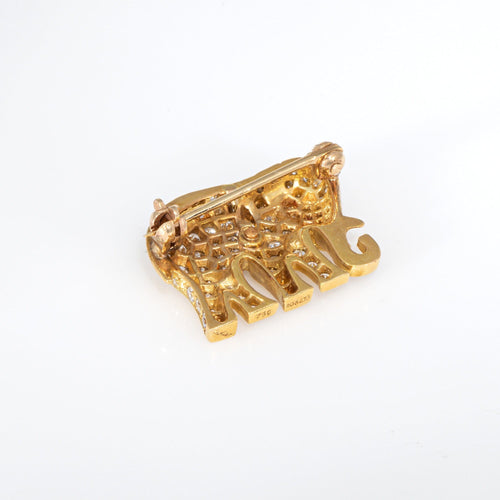 Broche Cartier - Broche éléphant vintage en or jaune 18 carats et diamants 58 Facettes G13738