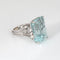 Bague 53 Bague cocktail aigue-marine 27 ct en or blanc 14k et diamants 58 Facettes G13870