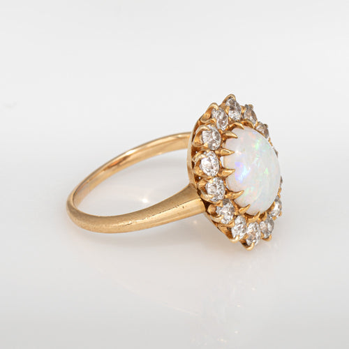Bague Bague victorienne ancienne opale et diamants en or jaune 18k 58 Facettes G13874