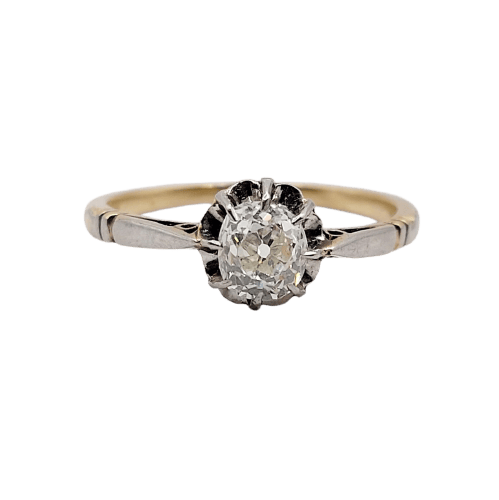 53 Bague solitaire Art déco en or 18K, platine et diamant 58 Facettes A07594