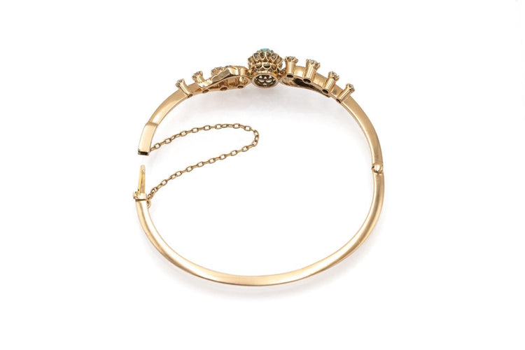 Bracelet ancien - Or 14 carats, diamants et turquoise 58 Facettes 13495