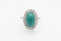 Bague 55 Bague en platine avec turquoise et diamants 58 Facettes 12386A