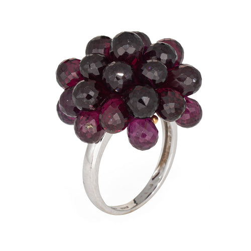 Bague Bague cocktail cluster de grenats briolettes en or blanc 18 carats 58 Facettes G13871