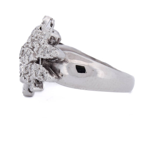 Bague 54 Bague florale en or blanc 18 kt et diamants 58 Facettes AN697 '(0769)