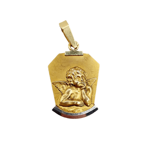 Médaille Art déco - Pendentif angelot en or 18k 58 Facettes A07629