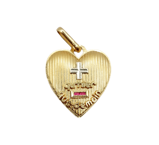 Augis - Pendentif médaille d'amour en or 18k et rubis 58 Facettes A07631