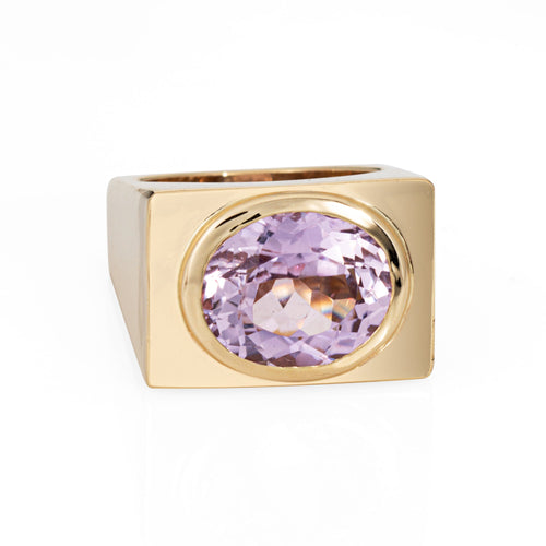 Bague Bague carrée kunzite vintage années 1970 en or jaune 14 carats 58 Facettes G13895