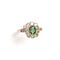 Bague 58 Bague marguerite ovale en or rose, platine, émeraude et diamants 58 Facettes LMB-386