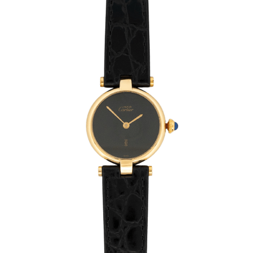 Cartier Must Vendôme - Montre SM en vermeil à cadran noir 58 Facettes 567