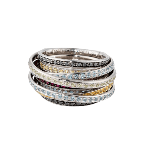 Bague 50 De Grisogono Allegra - Bague en or blanc, diamants et pierres de couleur 58 Facettes 281