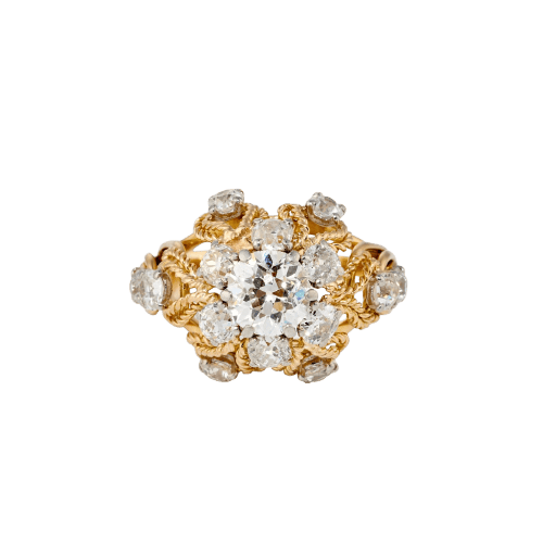 Bague 55 Boucheron - Bague cocktail en or jaune, platine et diamants 58 Facettes 255