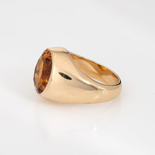 Bague 57 Bague chevalière vintage à citrine Madère 6 ct en or jaune 14k 58 Facettes G13952
