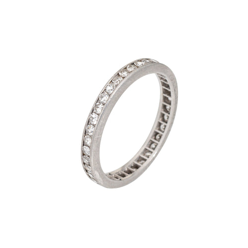 Bague 54 Bague alliance édouardienne ancienne en platine 900 et diamants, taille 54 58 Facettes G13921