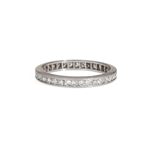 Bague 54 Bague alliance édouardienne ancienne en platine 900 et diamants, taille 54 58 Facettes G13921